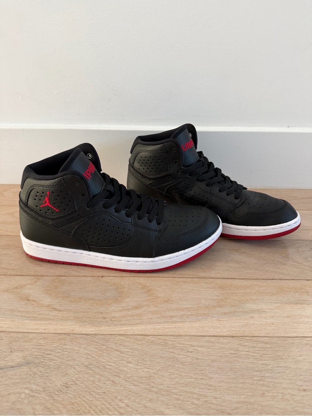 Nike Air Jordan Access High Top Black-Gym Red-White "Bred" Tennis Shoes Sz 8.5